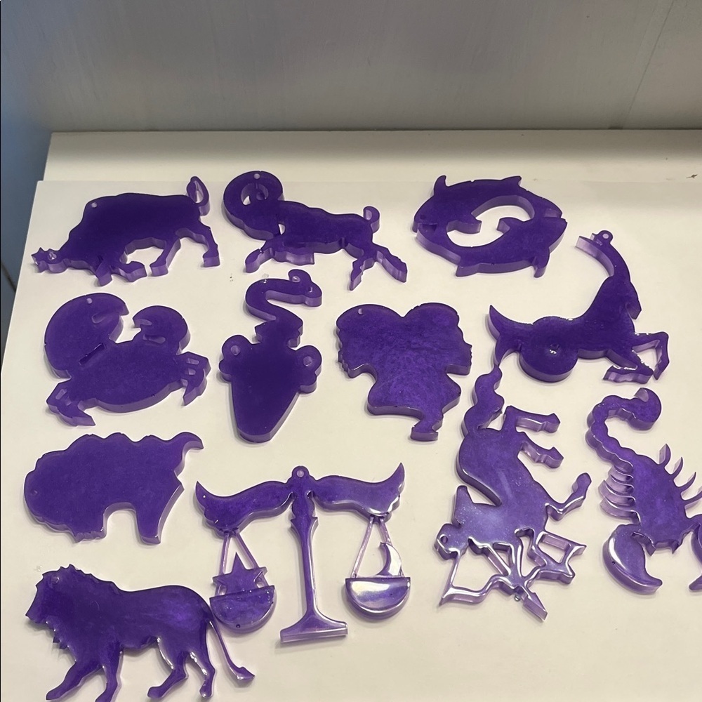 Custom made Purple and Dark Purple Zodiac Acrylic Charms